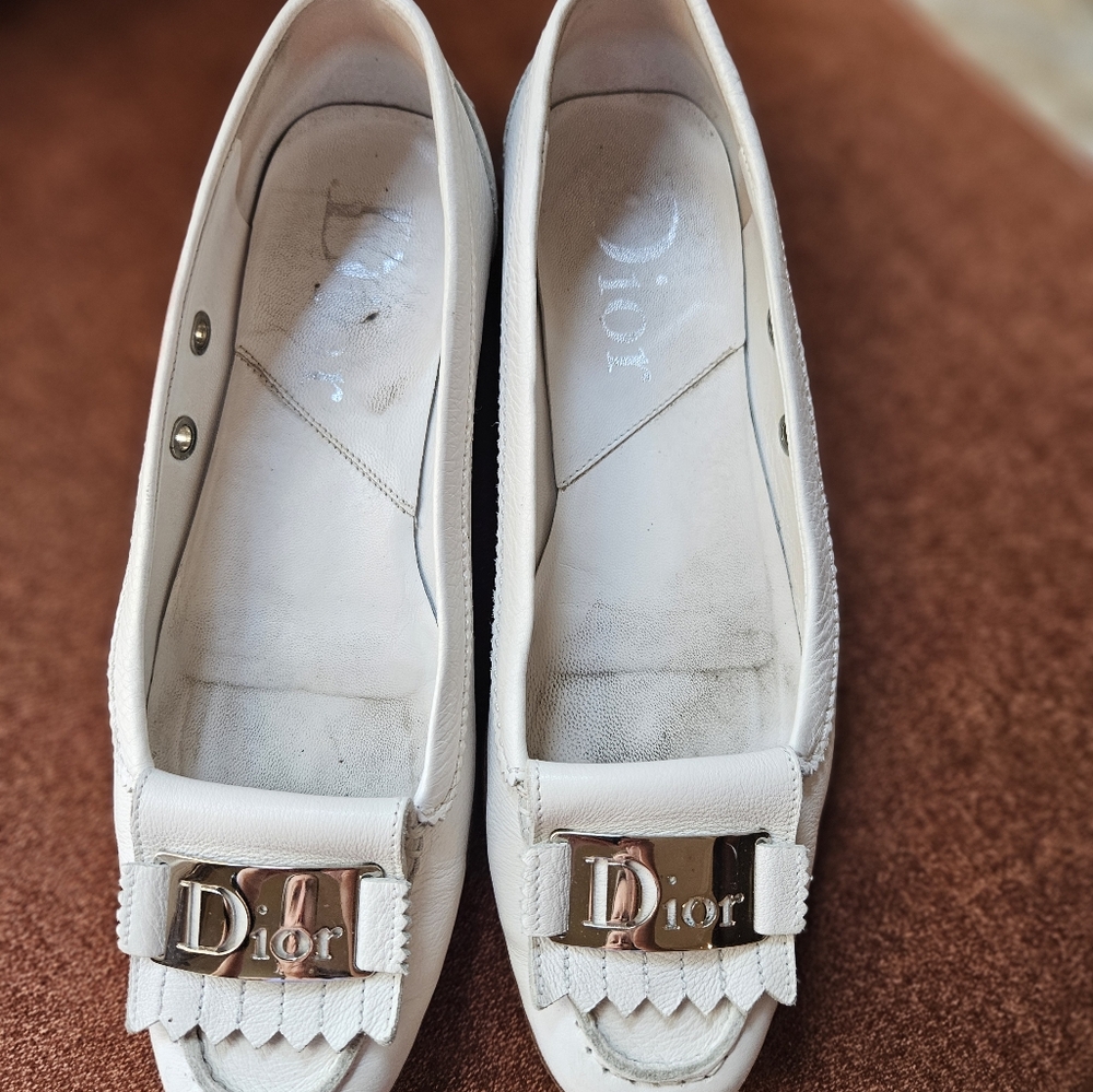 Dior White Loafers with SILVER Accents - Picture 4 of 10